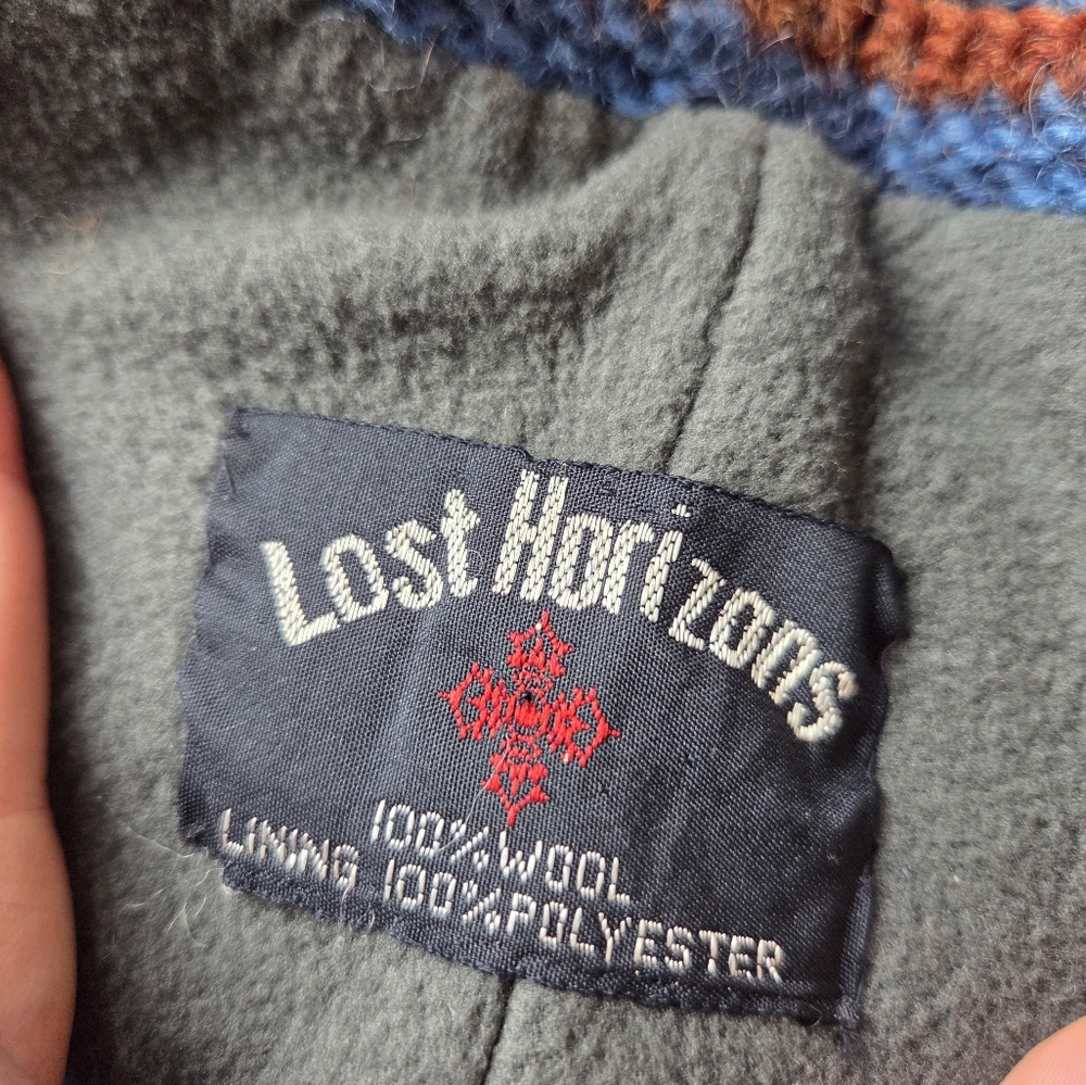 Vintage Lost Horizons 100% Wool Fair Isle Hat with Ear Flaps Multicolor - Picture 5 of 6